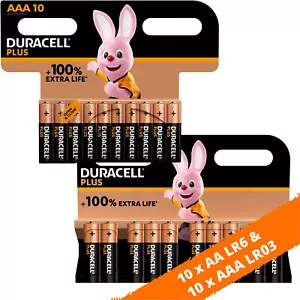 20 x Duracell Plus Batterien - 10 x AA LR6 Mignon & 10 x AAA LR03 Micro 1,5 V - Bild 1 von 3