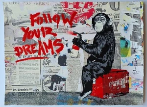 Mr. Brainwash Everyday Life Mixed media Original Unique HAND SIGNED monkey art - Picture 1 of 15