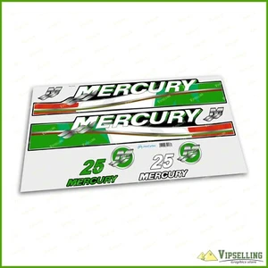 Mercury Outboard  Motor 25 HP Italy Laminated Decals Stickers Salt Blue Water - Bild 1 von 1