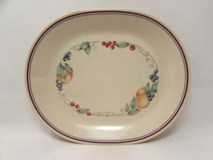 Abundance Corelle 12" Ovale Platte Eckstein Früchte Blau & Weinrot Bänder T10 - Bild 1 von 2