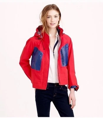 Chaqueta de Lluvia J.Crew Nylon Performance en Rojo Belvedere Talla Mediana B8427 Foto 1 de 4