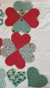 14 Vtg Fabrics Heart-Flower Handmade Applique Pieces~Red+Green+~Assorted~SEE!! - Picture 1 of 1