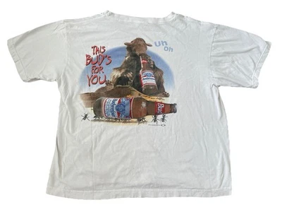 Camiseta Budweiser Vintage Años 90 1996 XL Hormigas Oso hormiguero Humor Rana Doble Cara Foto 1 de 4