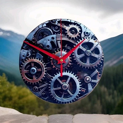 Steampunk Cogs and Gears 8in Clock Wall Clock Collectors Series - Image 1 of 2