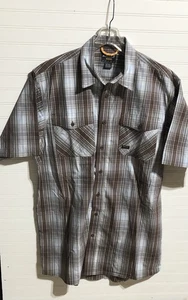 NUEVO SIN ETIQUETAS Ariat Rebar S/S Marrón Cuadros Elastizado Abotonado Ropa de Trabajo Camisa Para Hombre XLT - Imagen 1 de 10