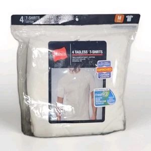 4er Pack Hanes Herren T-Shirts ohne Etikett Baumwolle Größe Medium Fresh IQ Geruchsschutz  - Bild 1 von 3