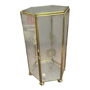 Vetrina vetrinetta Curio in vetro e ottone vintage - Foto 1 di 8
