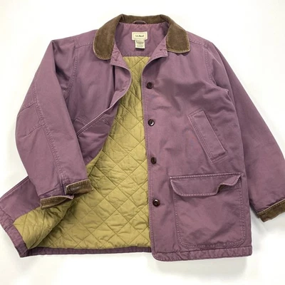 LL Bean Womens Large Insulated Adirondack Barn Coat Canvas Chore Jacket Mauve - Image 1 of 4