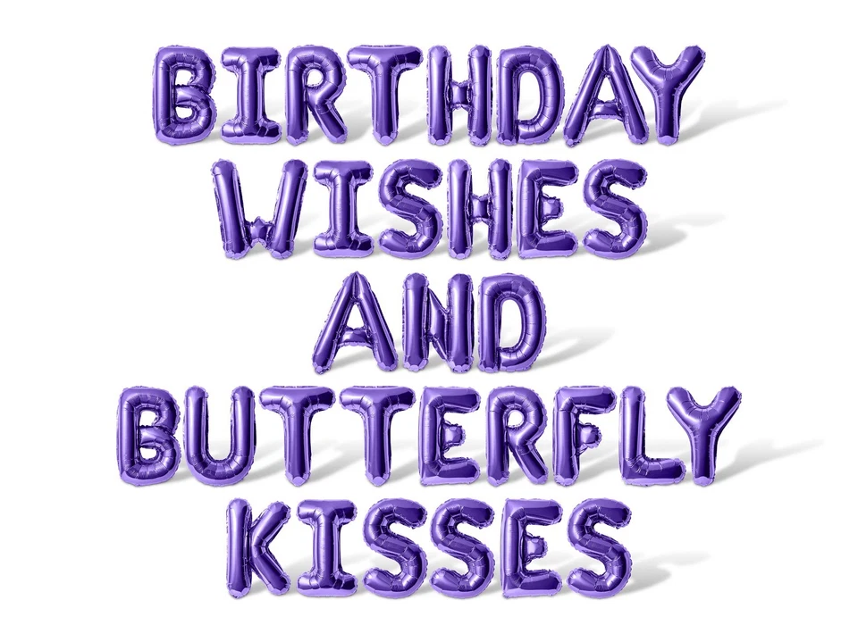 DESEOS DE CUMPLEAÑOS Y MARIPOSA Letra Globo Banner - Suministro de Fiesta Decoraciones Foto 1 de 4