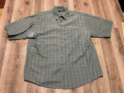 Camisa Arrow, Masculina Tamanho Grande, Verde Branco, Botão para Cima, Sem Rugas, Manga Longa - Imagem 1 de 4