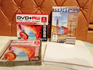 9 DVD ! Rohlinge I-base DVD+RW 4,7GB 120 min +ca 80 Blatt 4x 6 Papier Fotokarten - Bild 1 von 1
