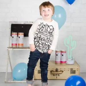 Kinder Pullover Farbe im eigenen Neo Memphis Retro 80er Design Basteln Stifte - Bild 1 von 4
