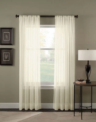 Elegant Solid Sheer Panel Window Curtain - All sizes - All colors - 2 Panels - Image 1 of 4