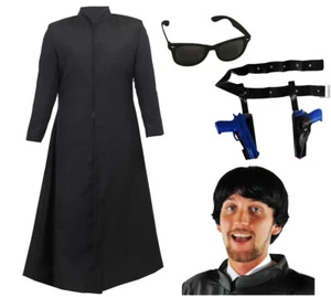 THE ONE BLACK DUSTER TRENCH COAT COSTUME WITH ACCESSORIES COSPLAY FANCY DRESS - Picture 1 of 5