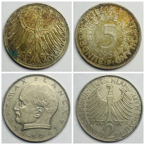 Federal Republic of Germany (West Germany) 1958D 5 Silver Marks & 1957J 2 Marks - Picture 1 of 5