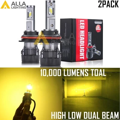 Lámpara de bombilla de faro de conversión LED ALLÁ 9007 HB5, amarillo dorado, alta salida de luz Foto 1 de 4