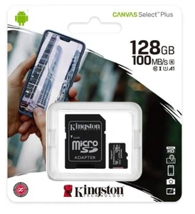 Kingston microSDXC Canvas Select Plus 100MB/s Read A1 Class 10 UHS-I 128GB - Picture 1 of 8