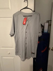 Men’s Nike Vintage Button Up Jersey Silver Red Tag Brand New Authentic Size XL - Picture 1 of 5