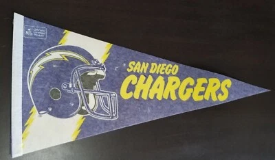 San Diego CHARGERS Football Helmet (Full Size 12 x 30) - VTG Pennant - Image 1 of 4
