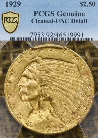 1929 $2.5 PCGS UNC Indian Gold Quarter Eagle Cover