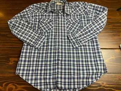 Eagle Crest Shirt, Men's Size XL, Blue, Plaid, Button Up, Western, Pearl Snap - Image 1 of 4