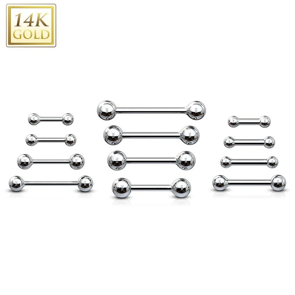 Piercing Barbell IN Oro Bianco 14 Carati (Lingua, Orecchio, Teton ) - Immagine 1 di 1