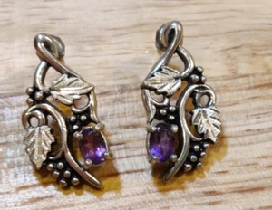Pendientes De Colección WM 925 Plata Esterlina Estilo Nativo Vid Con Piedra Amatista - Imagen 1 de 5