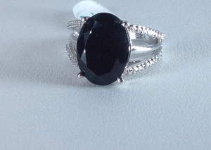 Size 6 8.11 carats Black Spinel Sterling Silver Ring - Picture 1 of 8