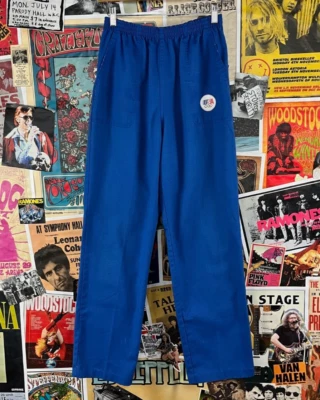 Calça masculina de bolso quadrada cintura elástica vintage anos 80 azul Levis EUA Olimpíadas - Imagem 1 de 4