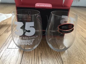 NIB Riedel O Wine Tumbler Cabernet Merlot Stemless Wine Glasses 2 Engraved - Picture 1 of 4