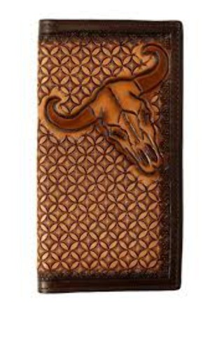 Men's 3D Cow Skull Tooled Rodeo Wallet - D250015302 | eBay