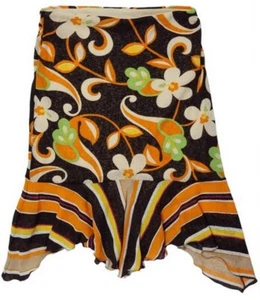 Tina Neumann Girl Handkerchief Lined Floral Print Striped Pull-on Skirt (6) NWOT - Picture 1 of 7