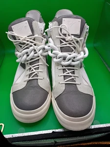 Zapatillas altas de lujo Giuseppe Zanotti gris/blanco talla 46 o 13,5 EE. UU. Usadas - Imagen 1 de 9