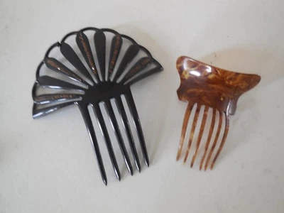 Antique Victorian Rhinestone Hair Comb and Tortoise Comb - Image 1 of 4