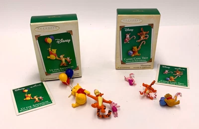 Hallmark Mini Ornaments Candy Cane Trio  & Up for Adventure Winnie The Pooh 2004 - Image 1 of 4