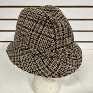 Vintage Doric Br Attaboy Kopfbedeckung kariert Fedora Hut Kork Großbritannien Größe M - Bild 1 von 11