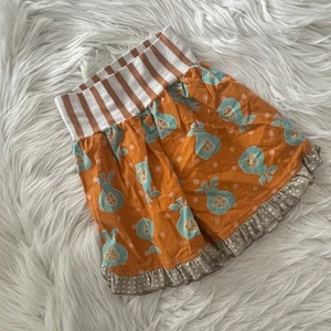 Persnickety Pull On Pear Orange Shorts size 7 Cotton Ruffle - Picture 1 of 3