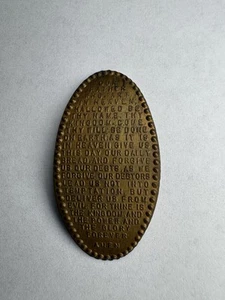 Elongated Christian Prayer Coin - Lord's Prayer "OUR FATHER WHO ART IN..." - Picture 1 of 2