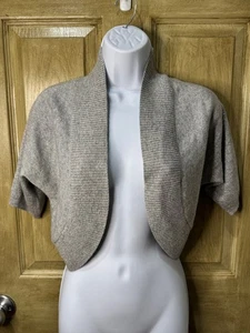 Cárdigan corto Banana Republic hilo italiano talla S plateado metálico acento encogido de hombros - Imagen 1 de 6