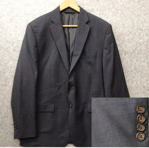 Vintage Ralph Lauren Windowpane Blazer Men 42R Blue Wool Sharkskin Jacket LAUREN - Picture 1 of 17