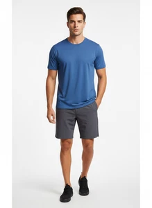 Lululemon EasySet Train Short Sleeve Men s T-Shirt L Blue Crew Neck Lightweight - Picture 1 of 8