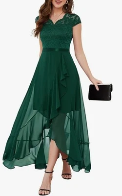 Abendkleider elegant für Hochzeit Spitzenkleid Chiffon Hi-Lo Kleid Partykleid - Bild 1 von 4