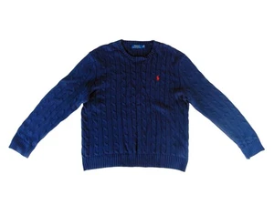 Polo Ralph Lauren USA Men's Designer Navy Blue Cable Knit Sweater Jumper - Large - Picture 1 of 10