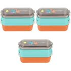 Set Of 3 Food Containers Childrens Double Layer Lunch Box Omnie For Kids Seal