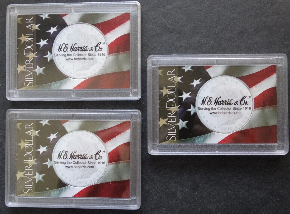 H.e. Harris 21666 American Silver Dollar Flag 2x3 Frosty Case