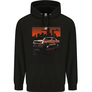 Muscle Car City Backdrop With Sunset Childrens Kids Hoodie - Picture 1 of 3