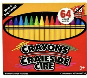 NEW JOT 64 Count Crayons Craies de Cire with sharpener built into the box - Picture 1 of 4