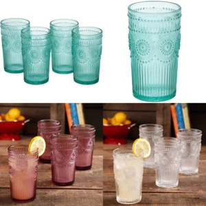 Emboss Glass Tumblers Set of 4/ 16-Ounce - Picture 1 of 11