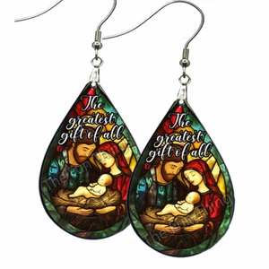 Matthew 1:21 Nativity Religious Christmas Earrings Teardrop NO TARNISHING - Picture 1 of 8