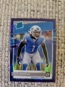 2020 Panini Donruss Optic Jeff Okudah | Purple Shock Prizm | Rated Rookie | #193 - Foto 1 di 6